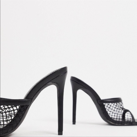 Trendy fishnet mules, square toe, never worn - Picture 3 of 4